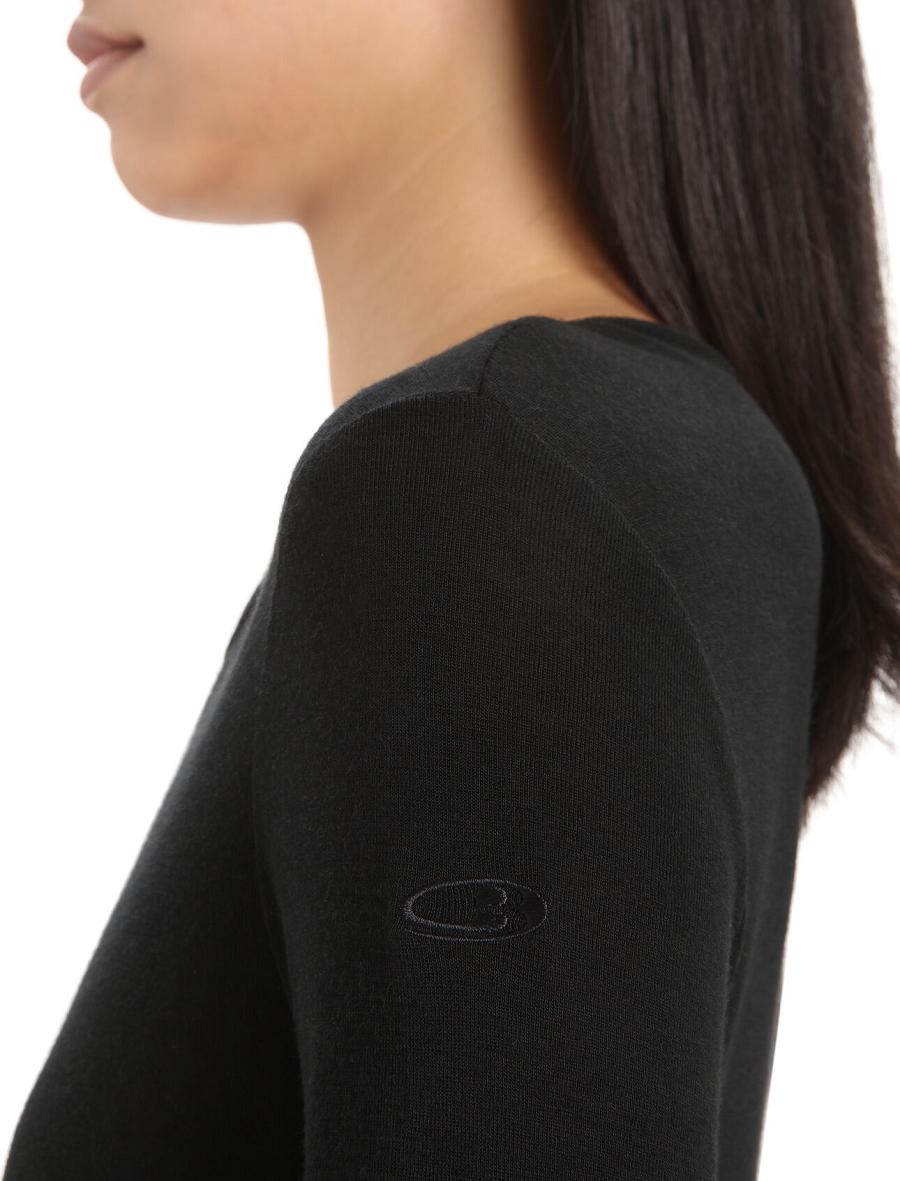 Base Layers Icebreaker Merino 175 Everyday Long Sleeve Crewe Thermal Top Femme Noir | FR 1911PJJQ